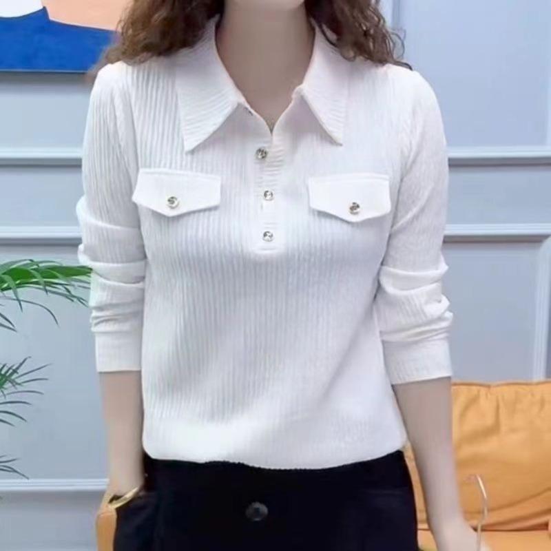 Camicia a mezza bottonatura Temperamento Top alla Moda da Donna Versatili Nuovo Stile alla Moda Top da Sotto