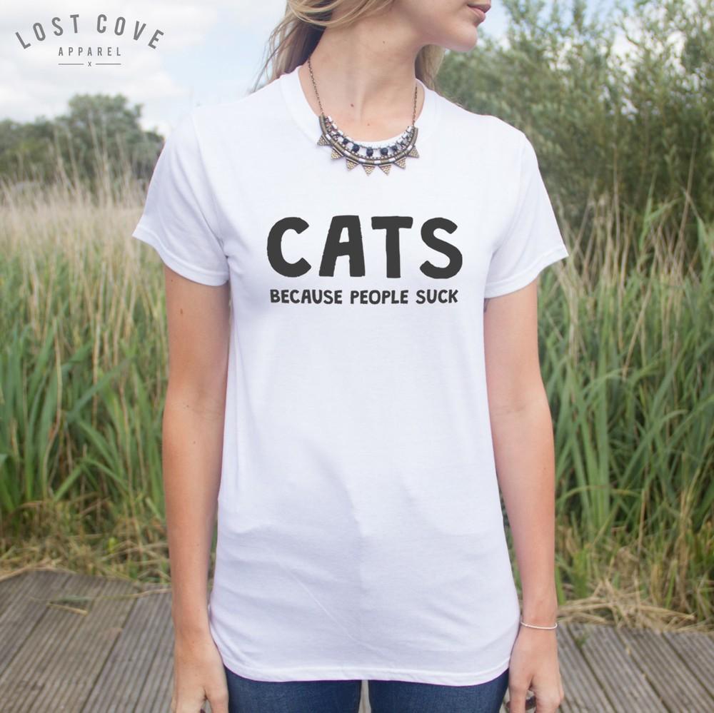 

* Cats Because People Suck T-shirt Crazy Cat Lady Lover Slogan Fashion Top Tee * 2XL