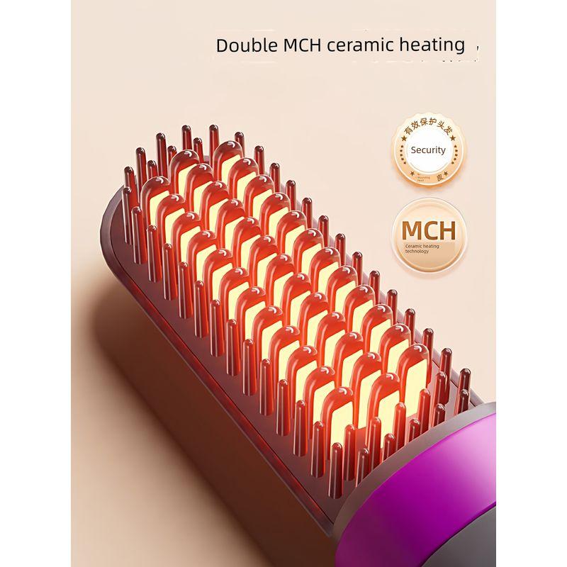 Ovl Wireless Negative Ion Hair Straightening Comb, Portable Dual-Use Straightener and Curling Iron, High-End Hair Styling Tool