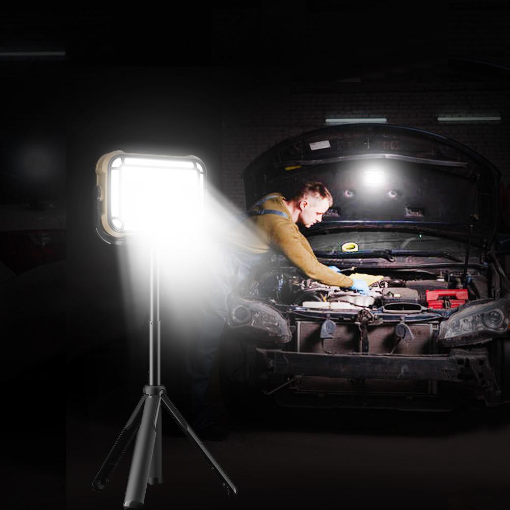 Solar Work Light Emergency Worklight USB Charging Car Repairing Lamp 3600mAh Power Display for Construction Site Garage Workshop
