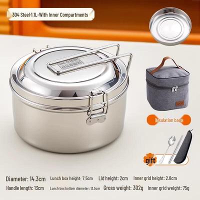 304 Stainless Steel Round Lunch Box