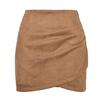 Gonna avvolta in natiche in pelle scamosciata tinta unita Gonna corta con cerniera irregolare pieghettata per abbigliamento da donna