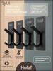 Stainless Wall Hook Rack, Self-Adhesive, with 4 Staggered High and Low Hooks, Black for Kitchen Bathroom Entryway