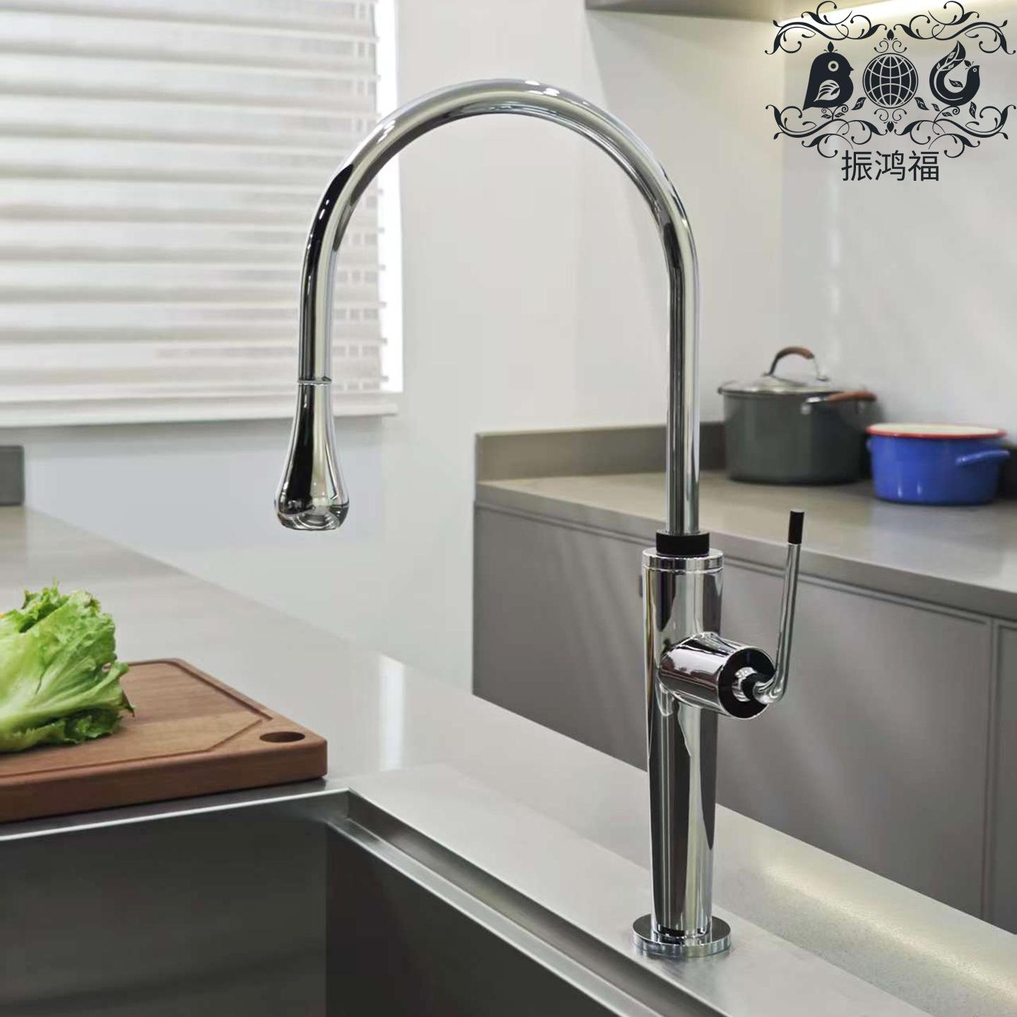 

Grey Kitchen Faucet Sink Mixer Single Lever Hot and Cold Water Faucet Chrome Rotation 304 SUS Tap Pull Out Sink Mixer