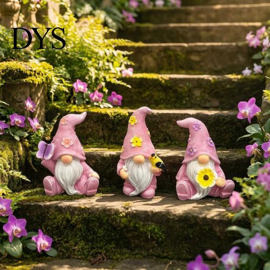 Garden Gnome Statues for Outdoor Decor Halloween Resin Statue, Spring Butterfly Bird Flower Macaron Color Gifts Figurine Patio, Hand Painted