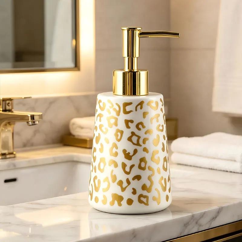340ml ceramic golden lotion bottle hotel luxury hand lotion shampoo bath gel separate bottle household press soap dispenser