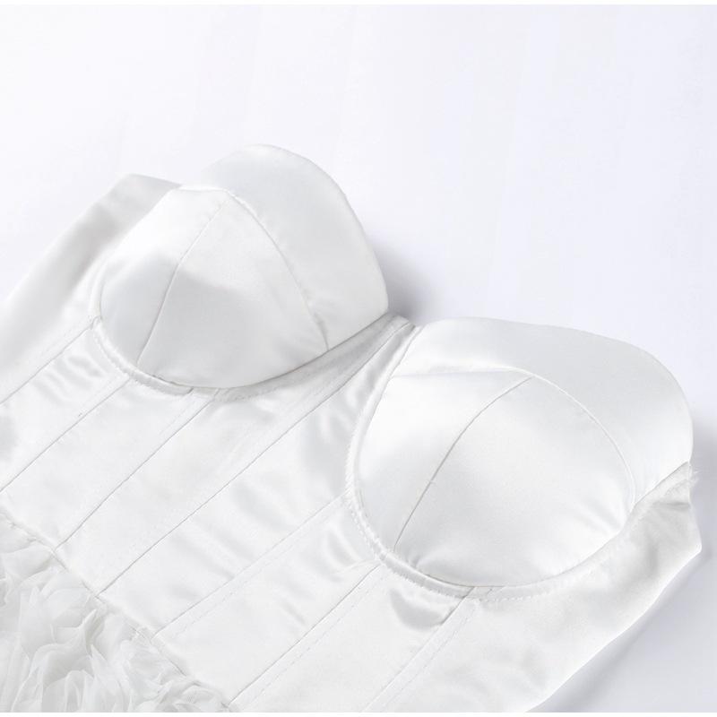 Summer 2025 European & American Women's Floral 3D Decor Bandeau Dress