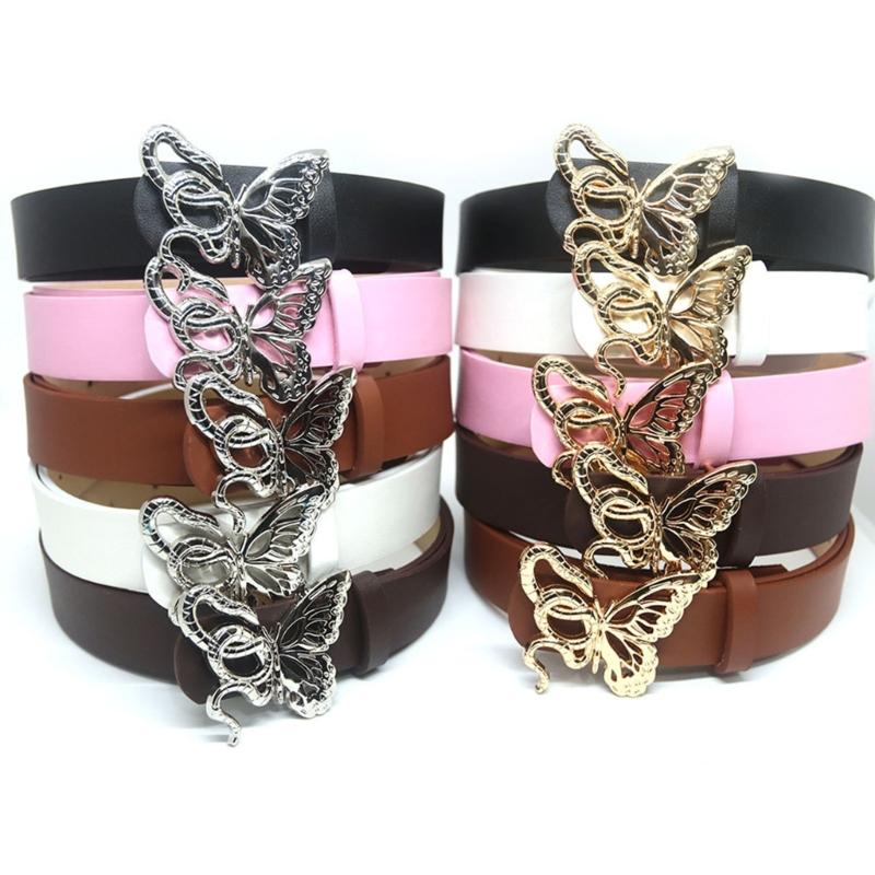 Lady Belt Elegant Skinny Waist Belt for Dress Skinny Belt Butterfly Buckle