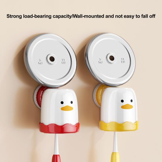 Suction Cup Toothbrush Holder Waterproof Cute Cartoon Bird Shape Simple Installation Bathroom Toothbrush Storage Rack