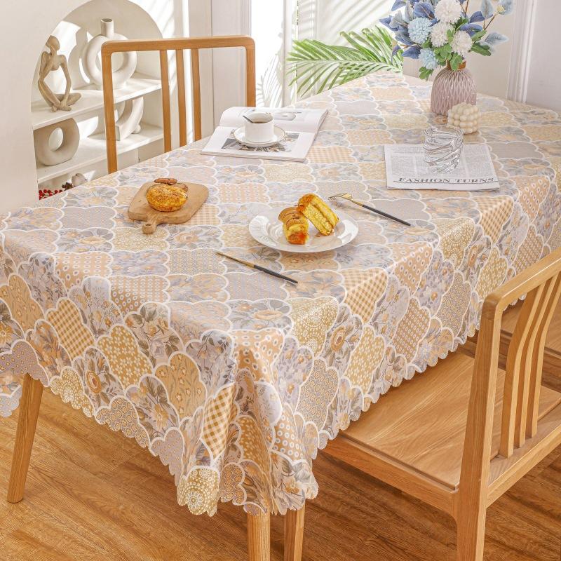 Home Decoration Waterproof and Oil Proof Tablecloth Pastoral Printed Pattern Flowers Geometric Rectangular Dining Table Cloths Kitchen Accessories
