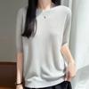 Navava Women S Simple baSic Solid Rib Round Neck 5 Sleeve Knit Tee Nk3670
