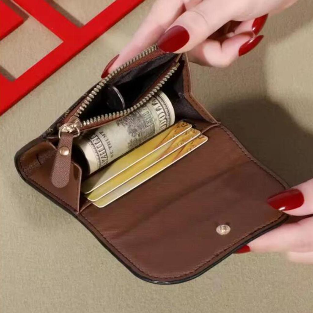 Retro Printed Women Short Wallet Multi Slot Large Capacity Coin Purse PU Leather Money Pouch Credit Card Holder Fashion Handbag