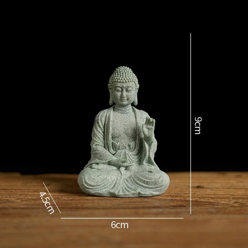 1 szt. Mini Figurka Buddyzmu Dekoracja Biurka Dekoracja Domu Statua Zen Zielony Piaskowiec Ornament Tajlandia Statua Buddy Ozdoba Ogrodowa Dekoracja Akwarium