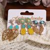6Pairs/Set Alloy Jewelry Bohemian Vintage Style Ear Stud Pineapple Earring Set Flower Leaves