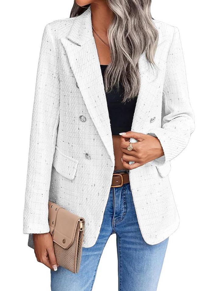 

Європейський та американський жіночий осінній твідовий костюмний піджак з кишенями L