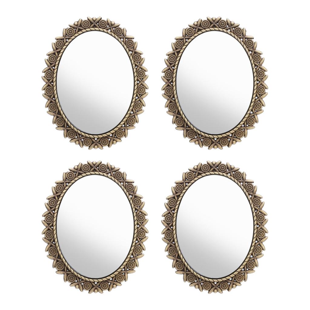 4 Pcs Dollhouse Miniature Framed Mirror 1/12 Scale Antique Rose Pattern Alloy Handcrafted