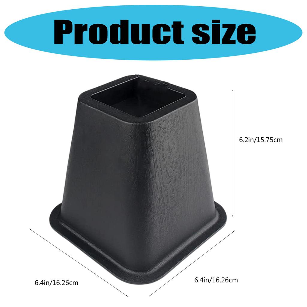 Pack of 4 Multipurpose 6Inch Bed Risers Furniture Lift Support Convenient Accessory for Sofa Table Chair Desk Use