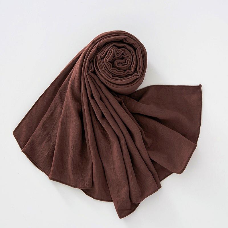 New Breathable Crumpled Scarf For Women Girls Solid Scarves Soft Cotton Wrinkle Pashmina Shawl Foulard Winter Warm Wrap Shawls