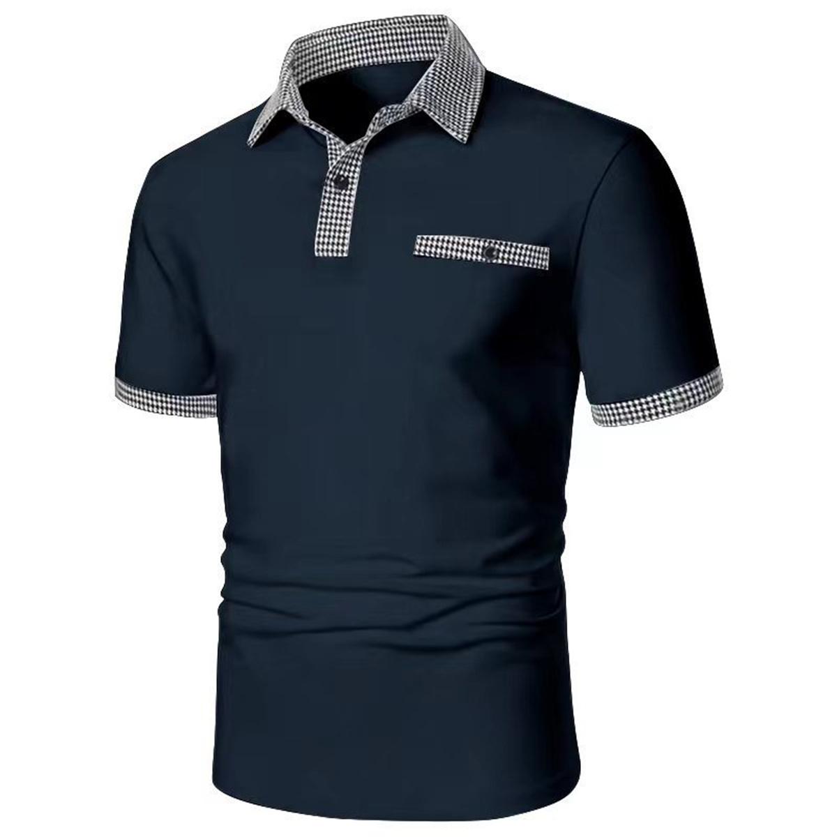 

2026 Summer Men s Polo Shirt Fashion Short-sleeved T-shirt Lapel T-shirt Casual Top Men s Wear S темно-синий