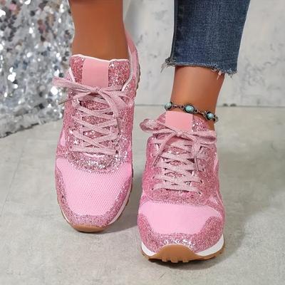 Modne damskie buty antypoślizgowe, brokatowe, oddychające i wygodne buty do biegania