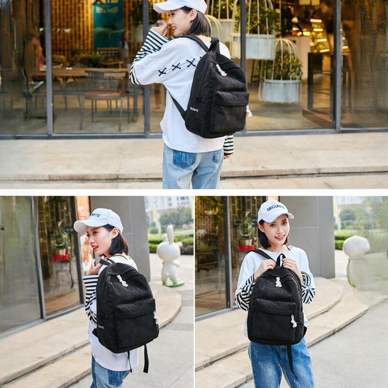 Autumn Winter New Corduroy Women's Backpacks Breathable Wear-resistant Solid Color Teenager Girl Shoulders Bag Large Capacity Casual Female Knapsacks