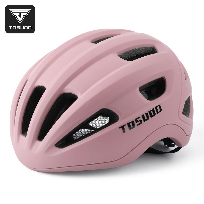 TOSUOD Bicycle Helmet Lightweight Comfort Cycling Helmet 15 Air Guide Vents Adjustable Belt Safety Helmet PC EPS Material L розовый
