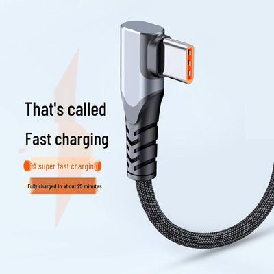 Type-C Elbow 6A Fast Charging Cable for Mobile Gaming and Super Fast Charging