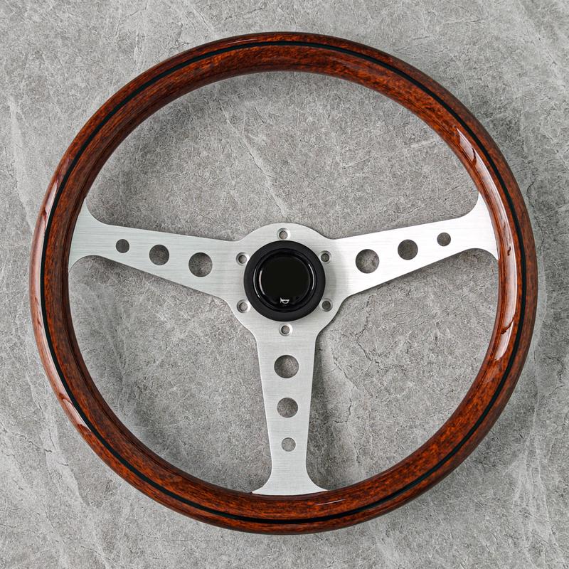 Universal Heritage Indy Wood Grain Steering Wheel 14inch Classic Racing Sports Car Steering Wheel