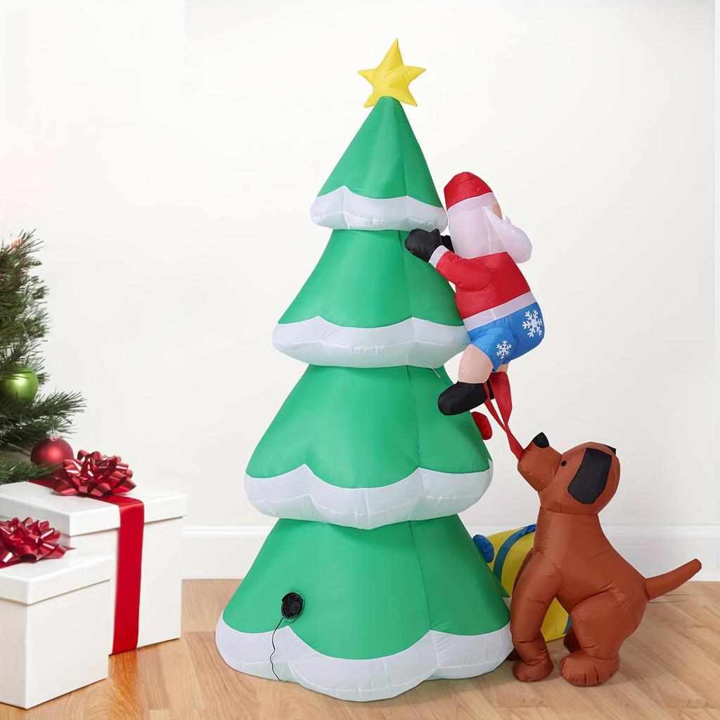 Christmas Inflatable Tree 7.7 Feet with Santa Claus, LED Lights, Suitable for Garden Interior and Exterior, Christmas Yard Decoration