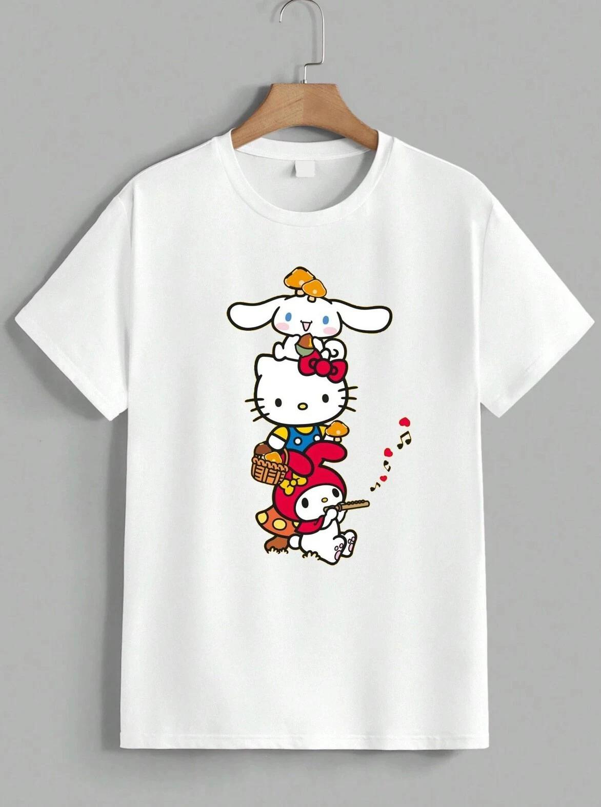 Sanrio Hello Kitty My Melody Cinnamoroll Cartoon Graphic T-Shirt Gift Unisex L