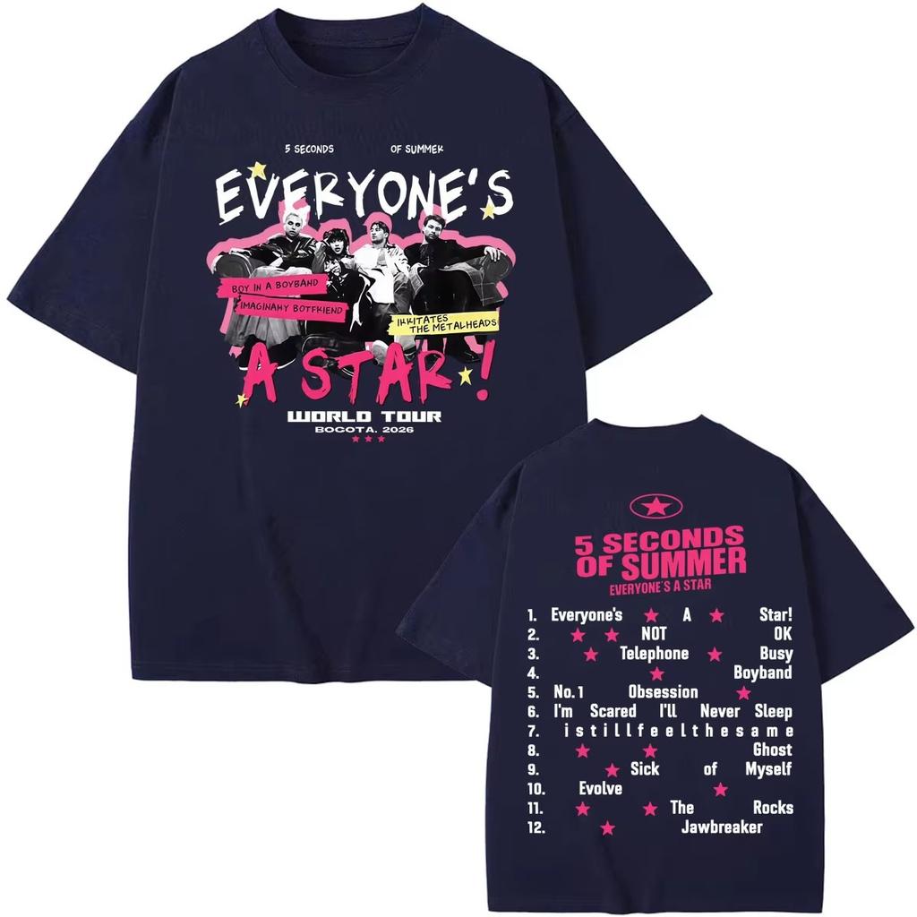 Summer Hot Sale Band 5 Seconds Of Summer Everyones A Star 2026 World Tour T Shirts Unisex Harajuku Hip Hop Streetwear T Shirt