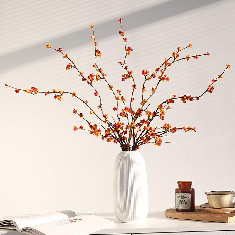 6pcs Artificial Flower Stems Bundle Wealth Fruit Faux Orange Branches Small Persimmon for Home Decor Vase Not Included