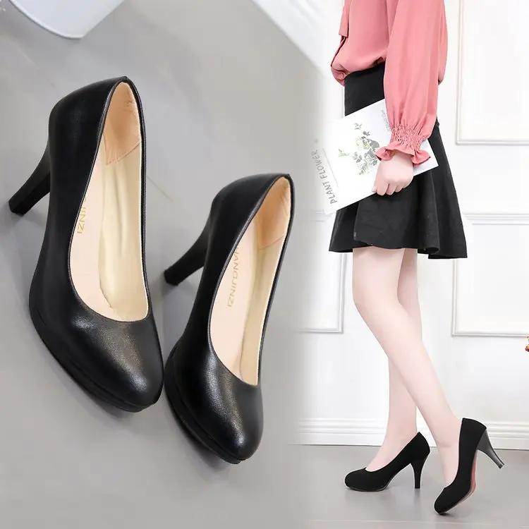 Fashion 2025 High Heels Shoes Women White Wedding Shoes Thick High Heels Fashion Party Pumps Footwear Black Red Big Size 34-42