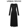 UR Women's Elegant Half-Placket Button-Down A-Line Dress