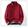 Men's Fleece-Lined Two-Piece Look Warm Sweater with Shirt Collar