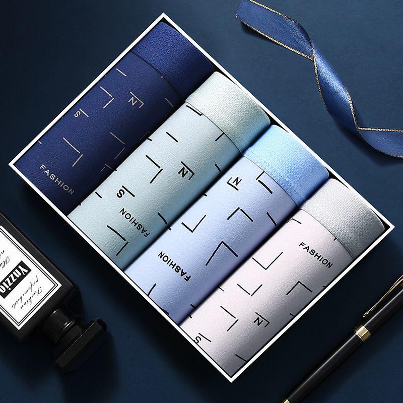 Czteroczęściowa męska bielizna Męska bielizna Męskie majtki Oddychające szorty ze średnim stanem Męska luźna i wygodna duża bielizna