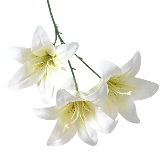 Artifical Lily Flowers with 3 Heads Full Bloom Real Touch Long Stem Fake Lily Bouquet for Home Hotel Flower Arrangement Wedding Party Decor
