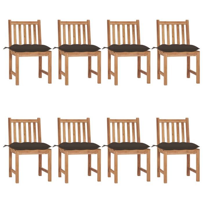 VidaXL Lot de 8 Chaises de Jardin avec Coussins, Sièges de Terrasse, Chaises de Salle à Manger, Meubles de Patio Extérieur, 3073165