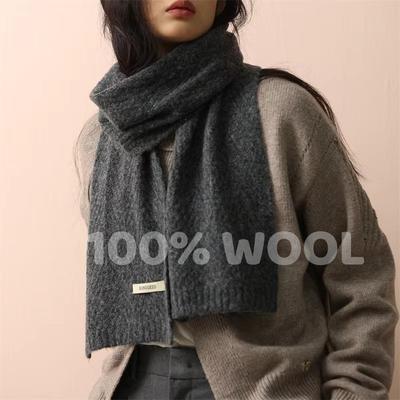 Korean Style Knitted Scarf Women Winter Warm Scarves Solid Cashmere Design Thickened Shawl Soft Long Pashmina Neck