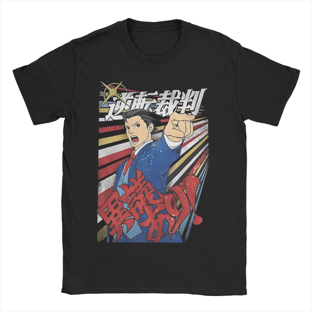 Ace Attorney Videospiel Phoenix Wright T-Shirts für Männer Frauen Vintage Reines Baumwoll-T-Shirt O-Ausschnitt Kurzarm T-Shirts Tops