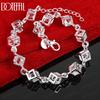 925 Sterling Silver AAA Zircon Square Bracelet Wedding Gift Jewelry