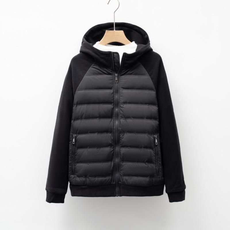 Down jacket new national standard 90 down casual splicing versatile hooded seamless pressing glue men and women light and warm