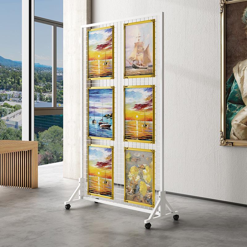 Mobiler Bodenständer mit Rädern - Gitterständer für Kunstwerke, Supermarkt-Ausstellungen oder Lagerung