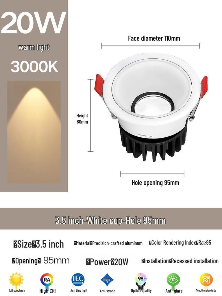 Kompakter blendfreier Einbaustrahler für die Decke: Vollspektrum-Wandfluter für das Wohnzimmer