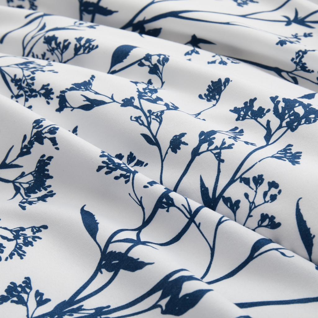 Floral Duvet Cover Set Queen Reversible Blue and White Flower Branches Leaf Print Comforter Cover Vintage Farmhouse Bedding Set