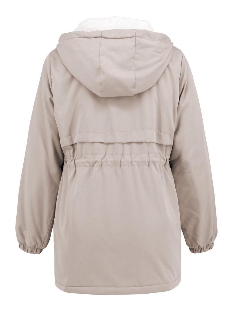 Women's 2024 Hooded Fur-Lined Windbreaker: Autumn/Winter Warm Zipper Jacket