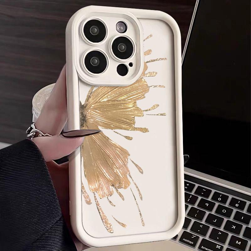 

Для iPhone 16 Pro Max 15 14 Pro 13 12 11 XR XS 8 7 чехол позолоченный бабочка противоударный матовый силиконовый мягкий чехол для телефона TPU iPhone 14 Pro Max белый