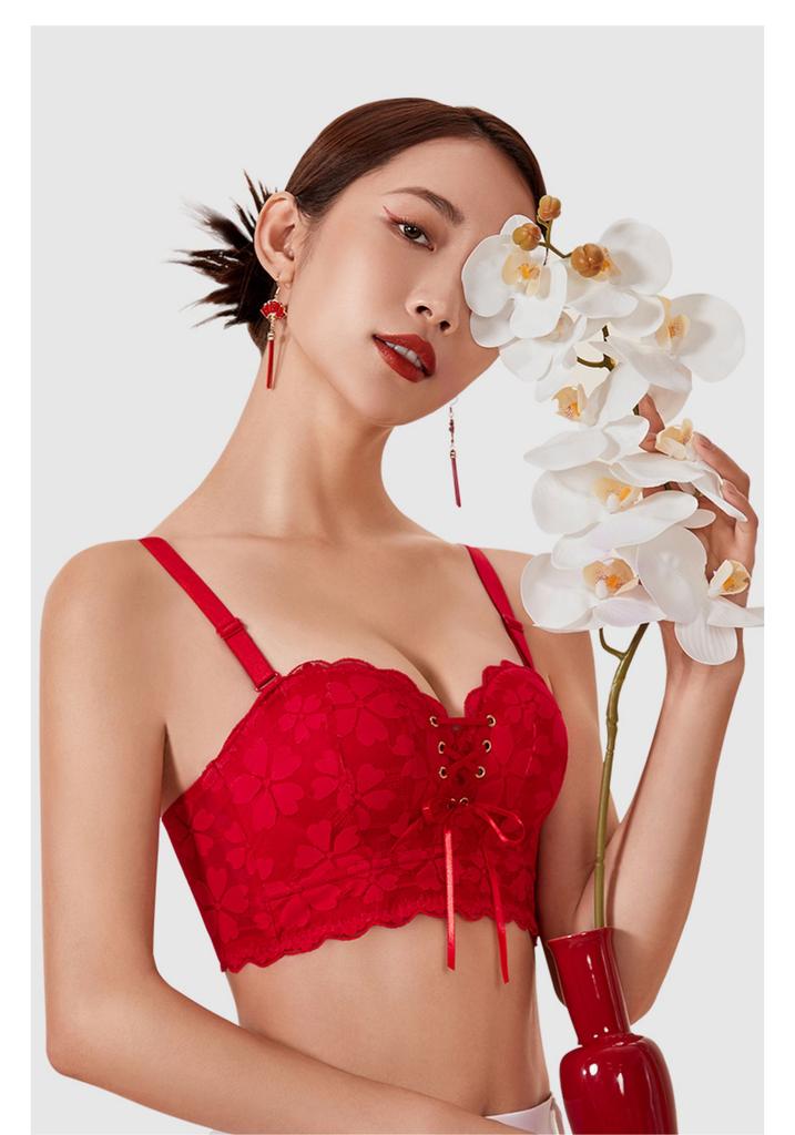 Big red bra set, zodiac year underwear, women's suit, big red bra, underwear, women gathering, wedding bride bra