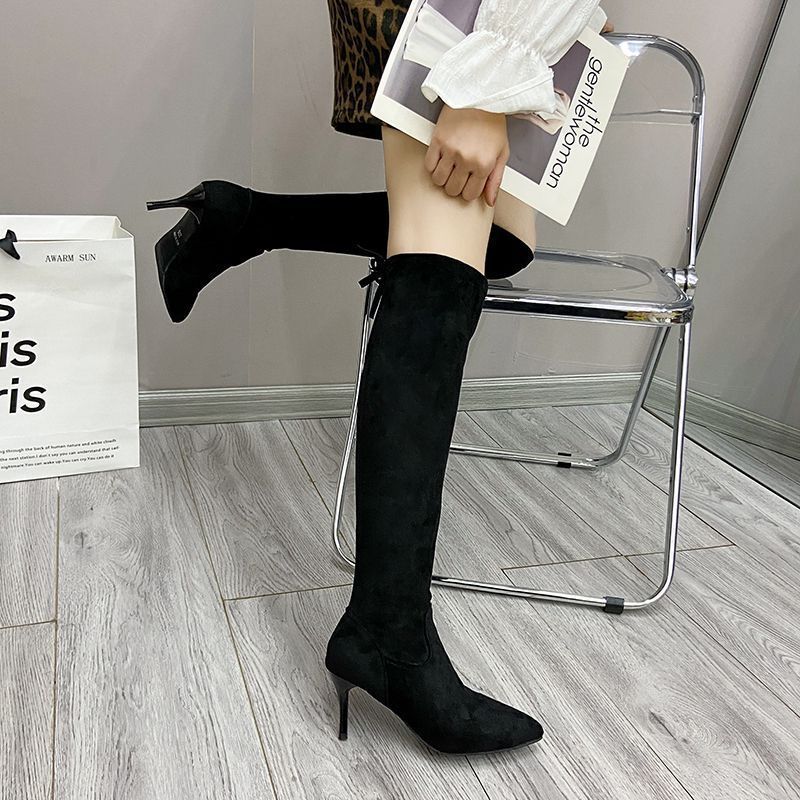 Evening Wind Temperament Tall Over the Knee Boots Tide Increases Solid Color Lightweight Non-slip Boots Women's Autumn and Winter 2025
