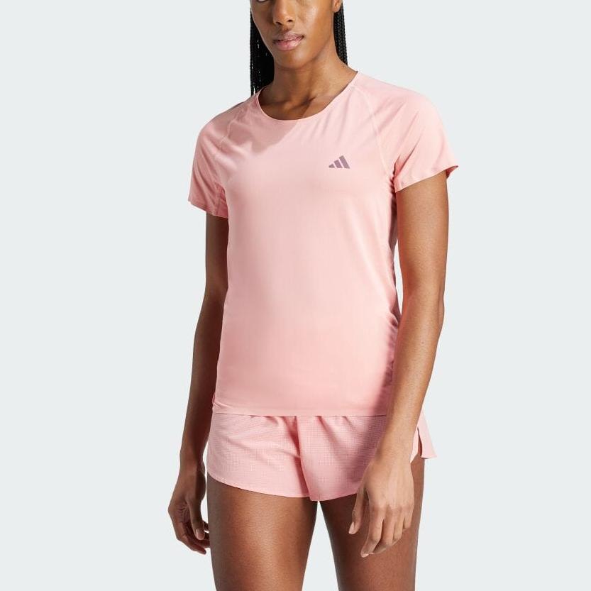 Adidas Adizero Comfortable and Lightweight Pullover with Letter Logo Print Short Sleeve T-Shirt Women Tops Pink IW3216